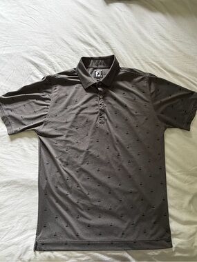 FootJoy Men’s Dark Charcoal Polo with Micro Pattern